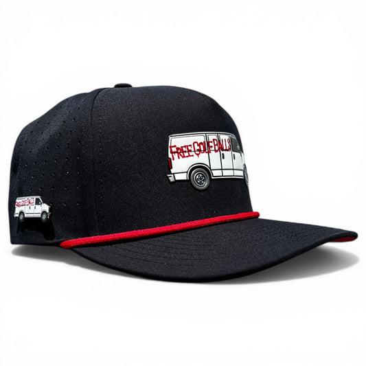 Free Golf Balls Van Golf Hat | Snapback Cap | Built-in Magnetic Ball Marker Holder + Marker Included | Free Golf Balls Van | Adjustable Black