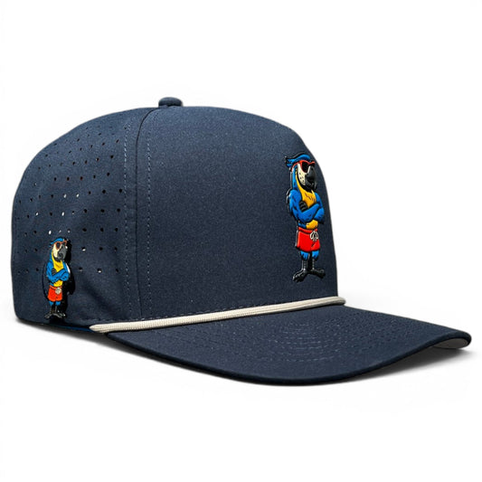 Parrot Patrol Golf Hat | Snapback Cap | Built-in Magnetic Ball Marker Holder + Marker Included | Adjustable Steel Blue Parrot