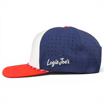 Freedom Flight Golf Hat | Snapback Cap | Built-in Magnetic Ball Marker Holder + Marker Included | Adjustable USA Eagle Red White Blue