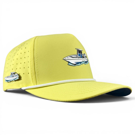 Motor Boatin' Golf Hat | Snapback Cap | Built-in Magnetic Ball Marker Holder + Marker Included | Adjustable Center Console Boat