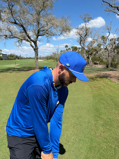 Water Ball Golf Hat | Snapback Cap | Built-in Magnetic Ball Marker Holder + Marker Included | Adjustable Blue