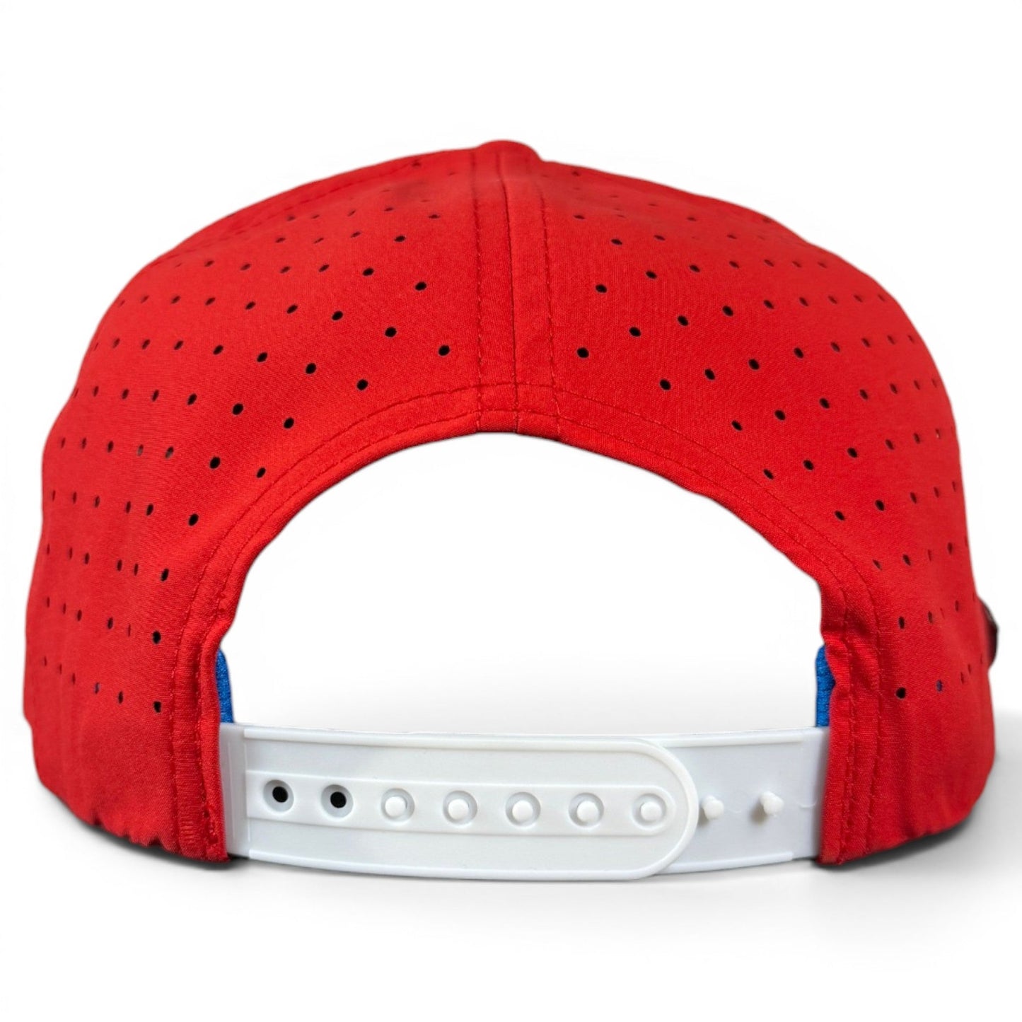 Red, White & View Golf Hat | Snapback Cap | Built-in Magnetic Ball Marker Holder + Marker Included | Adjustable USA Shades