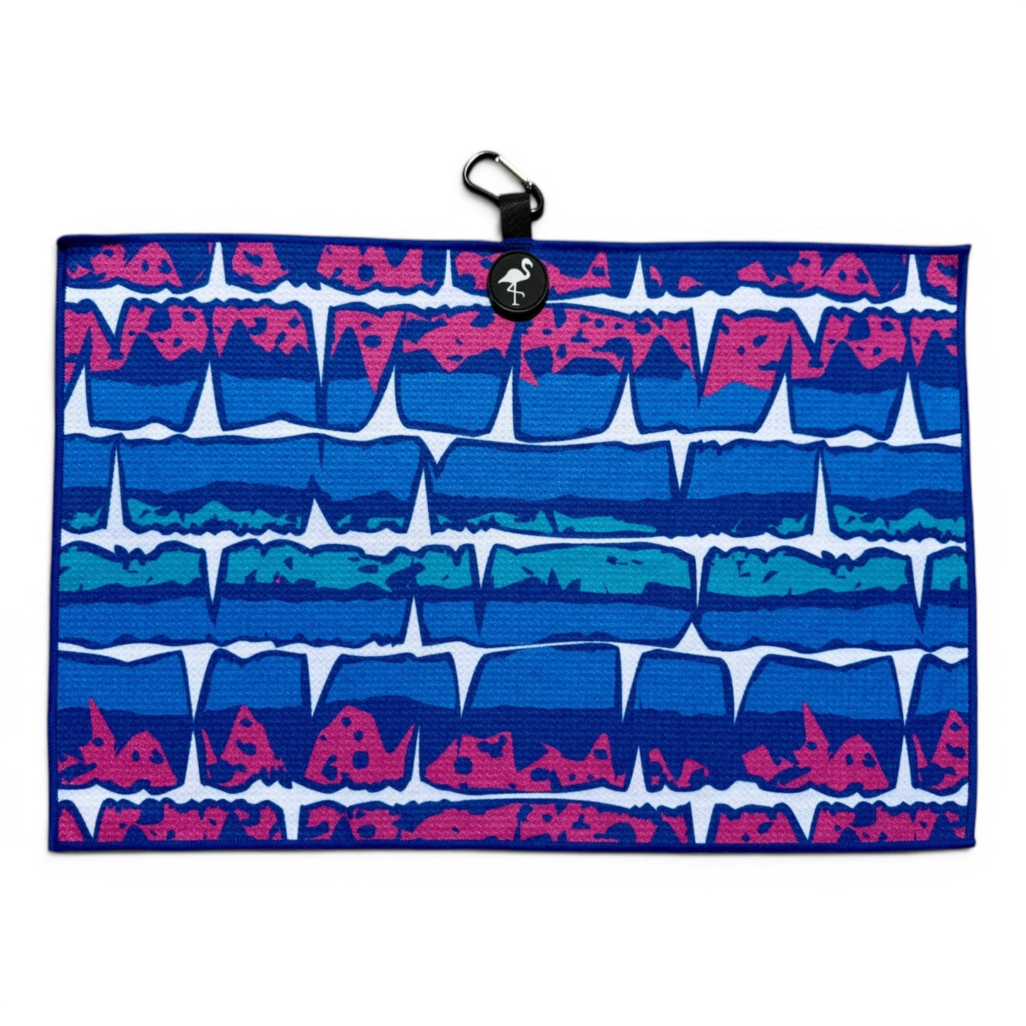 Miami Frequency Golf Towel | 24” x 16” Microfiber Towel | Magnetic Clip & Carabiner | Premium Golf Accessory