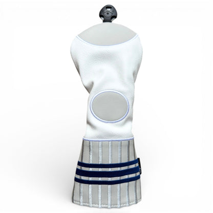 Sock Fairway Headcover – Premium Faux Leather Fairway Wood Cover – Elastic Fit – Blue Stripe