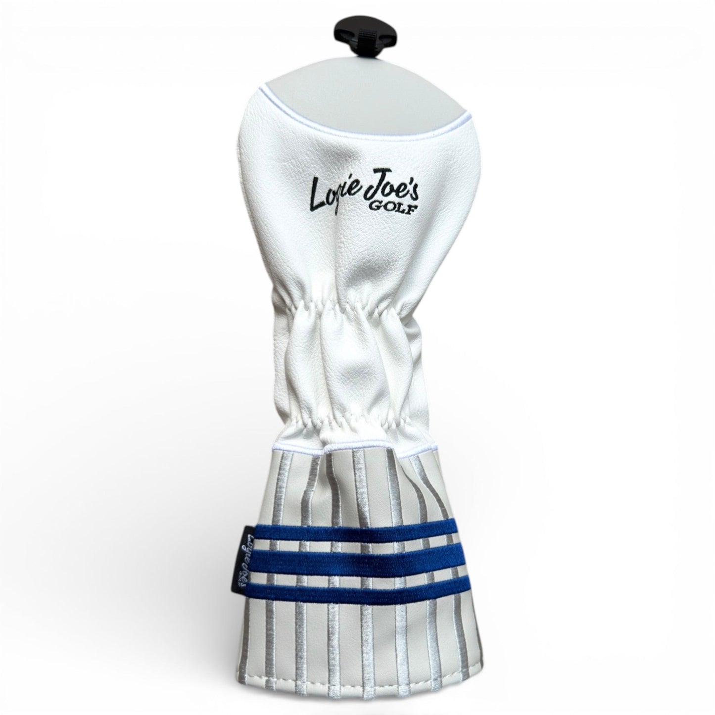 Sock Fairway Headcover – Premium Faux Leather Fairway Wood Cover – Elastic Fit – Blue Stripe