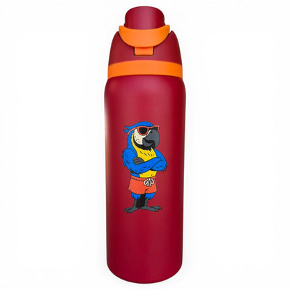 Parrot Patrol Hydration Bottle | 32oz Insulated Stainless Steel | Flip Straw Lid w/ Handle