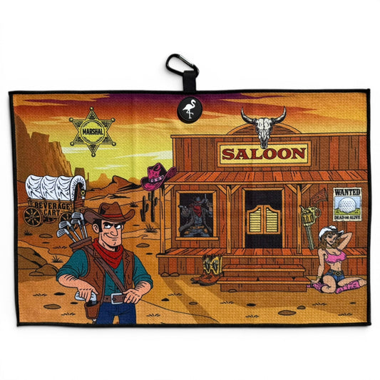Wild Wild West Golf Towel | 24” x 16” Microfiber Towel | Magnetic Clip & Carabiner | Premium Golf Accessory
