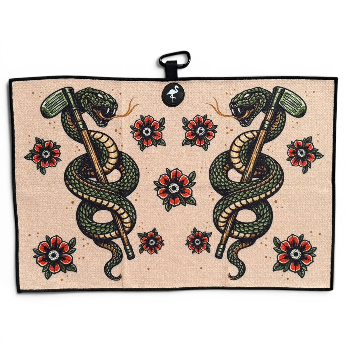 Desert Serpent Golf Towel | 24” x 16” Microfiber Towel | Magnetic Clip & Carabiner | Premium Golf Accessory