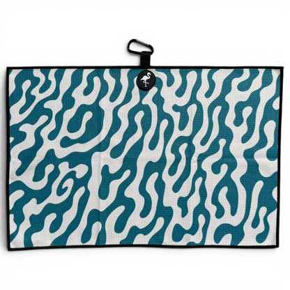 Coral Bloom Golf Towel | 24” x 16” Microfiber Towel | Magnetic Clip & Carabiner | Premium Golf Accessory