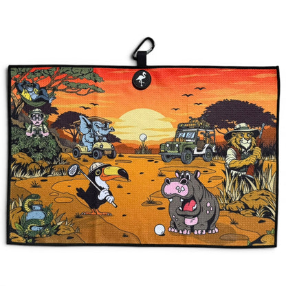 Safari Expedition: Lost Fairway Golf Towel | 24” x 16” Microfiber Towel | Magnetic Clip & Carabiner | Premium Golf Accessory