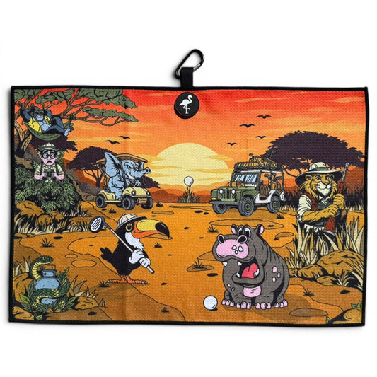 Safari Expedition: Lost Fairway Golf Towel | 24” x 16” Microfiber Towel | Magnetic Clip & Carabiner | Premium Golf Accessory