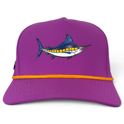 Marlin Golf Hat | Snapback Cap | Built-in Magnetic Ball Marker Holder + Marker Included | Adjustable Purple