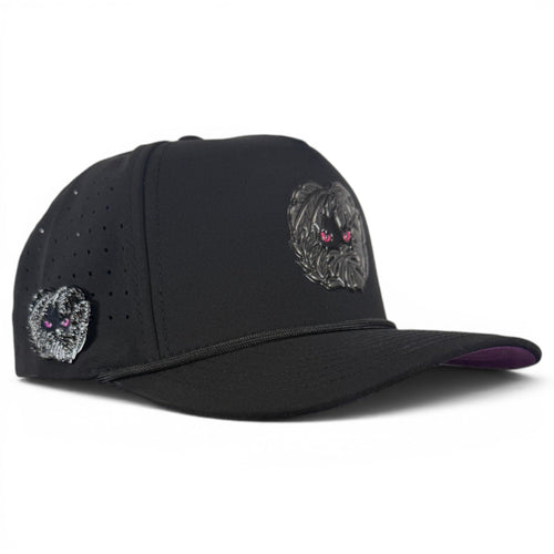 Night Stalker Golf Hat | Snapback Cap | Built-in Magnetic Ball Marker Holder + Marker Included | Adjustable | Animal Eyes Black