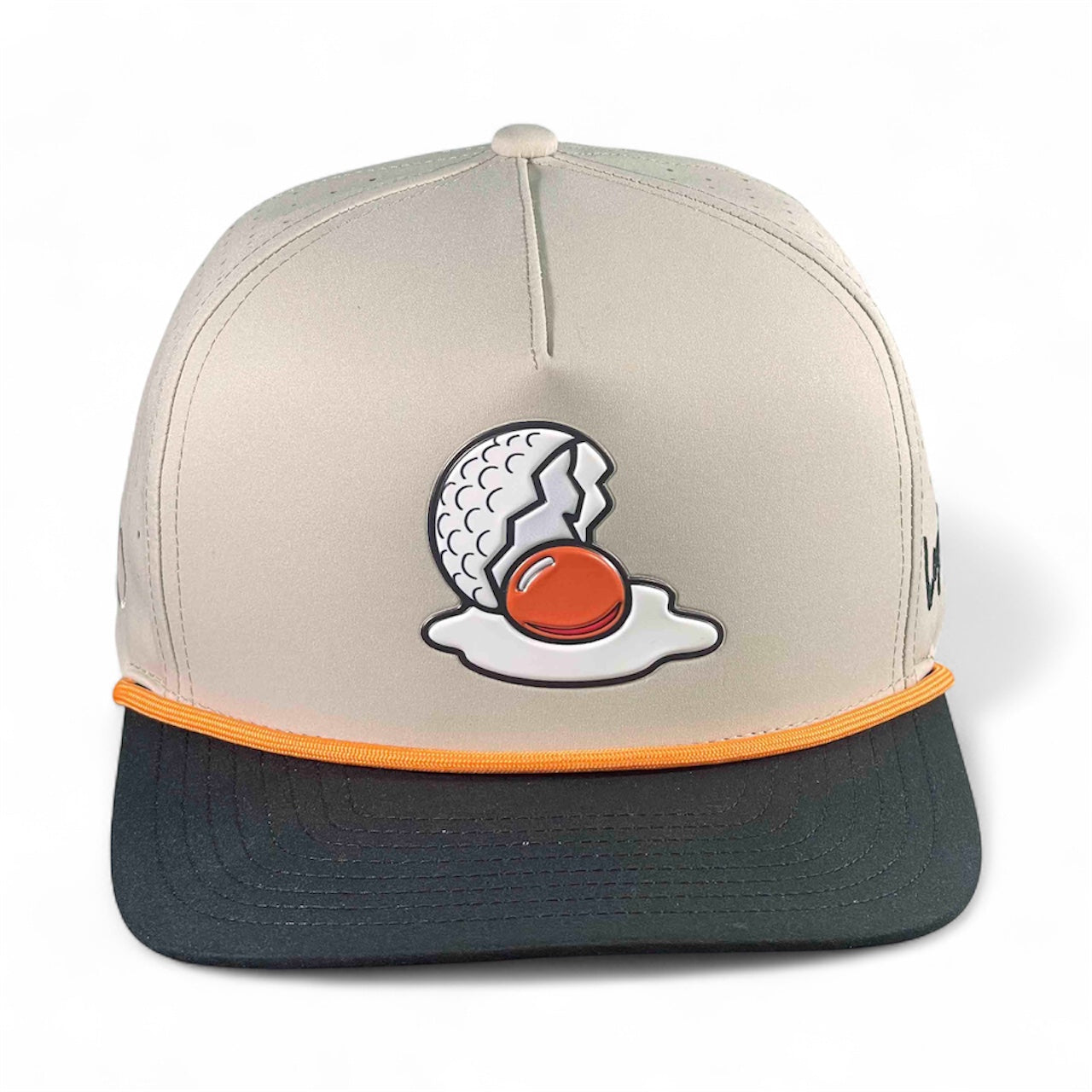 Breakfast Ball Golf Hat | Snapback Cap | Built-in Magnetic Ball Marker Holder + Marker Included | Breakfast Ball | Adjustable | Mulligan Tan