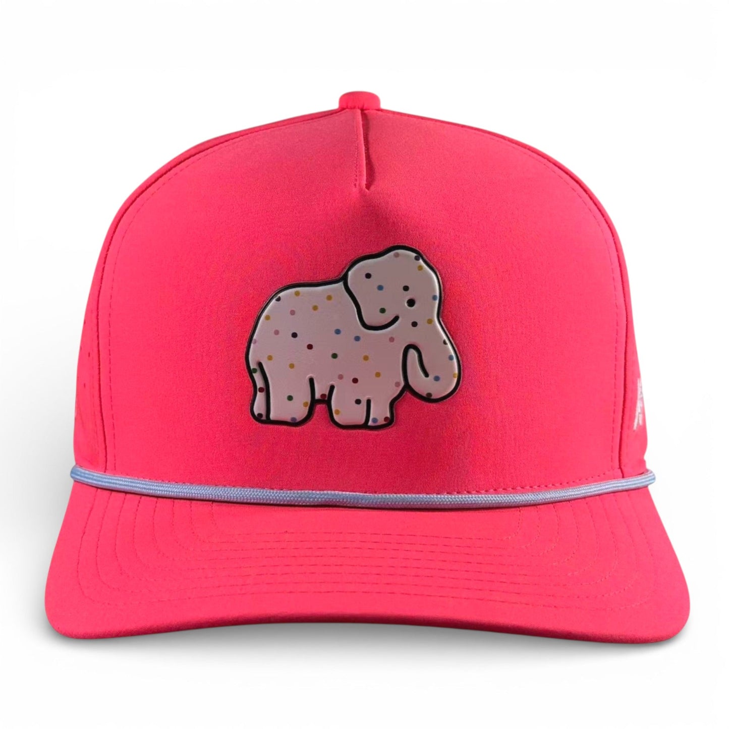 Frosted Elephant Golf Hat | Snapback Cap | Built-in Magnetic Ball Marker Holder + Marker Included | Adjustable | Elephant Cookie Pink