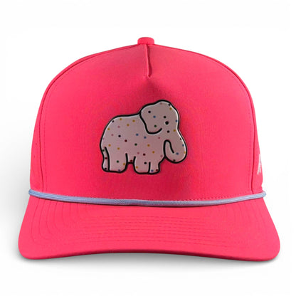Frosted Elephant Golf Hat | Snapback Cap | Built-in Magnetic Ball Marker Holder + Marker Included | Adjustable | Elephant Cookie Pink