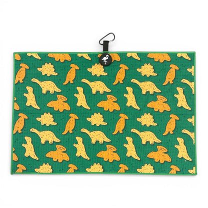 Green Dino Nugget Golf Towel | Premium Double-Sided Microfiber | Heavy-Duty Magnetic Towel with Carabiner Clip | 24 x 16 in