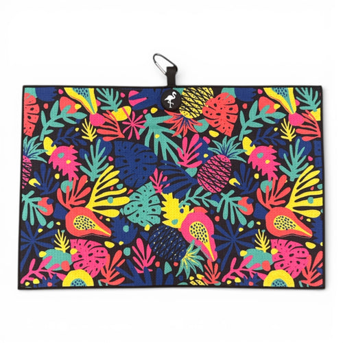 Pineapple Guava Golf Towel | Premium Double-Sided Microfiber | Heavy-Duty Magnetic Towel with Carabiner Clip | 24 x 16 in
