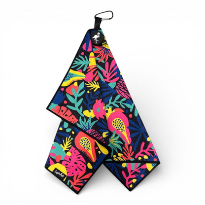 Pineapple Guava Golf Towel | Premium Double-Sided Microfiber | Heavy-Duty Magnetic Towel with Carabiner Clip | 24 x 16 in