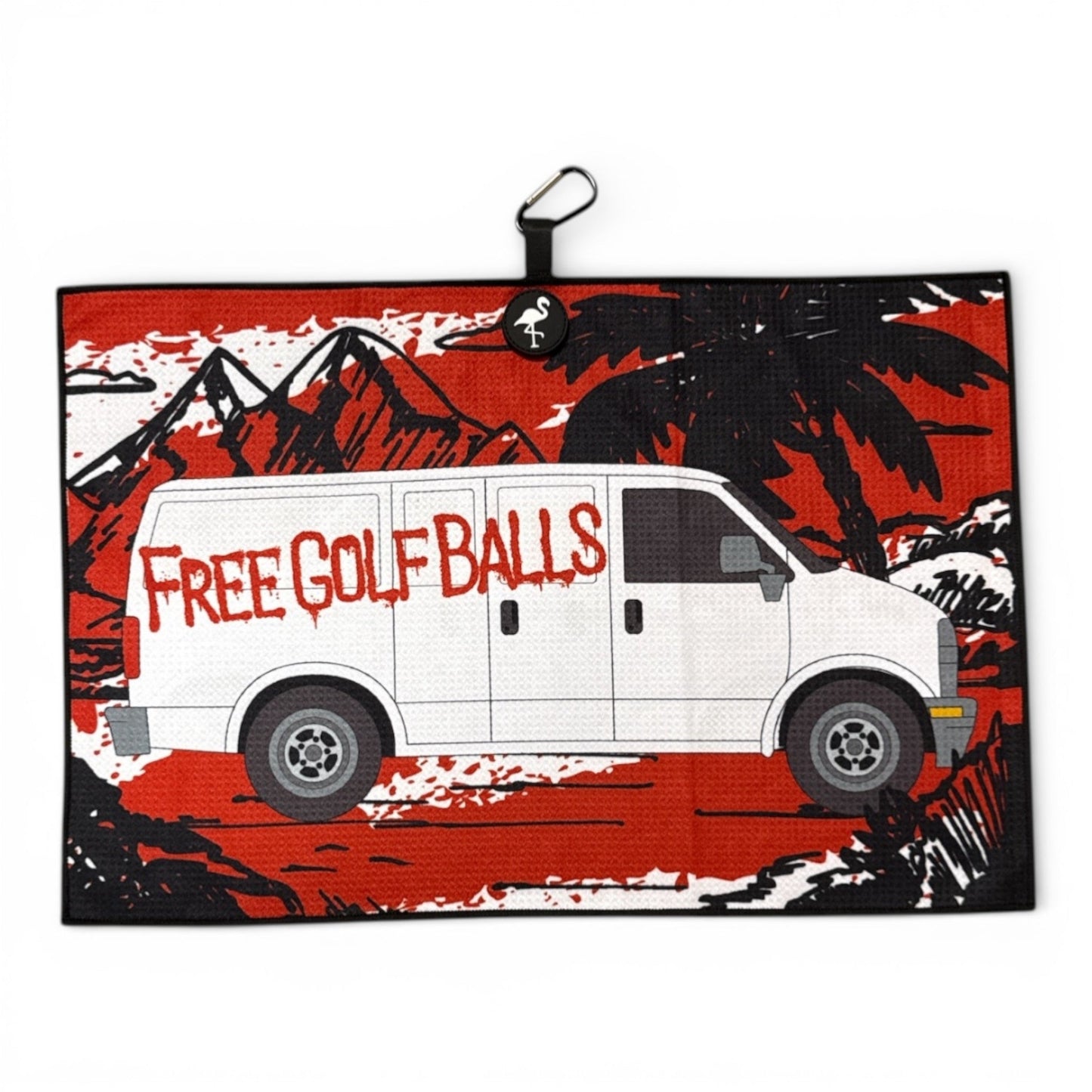 Free Golf Balls Van Golf Towel | Premium Double-Sided Microfiber | Heavy-Duty Magnetic Towel with Carabiner Clip | 24 x 16 in
