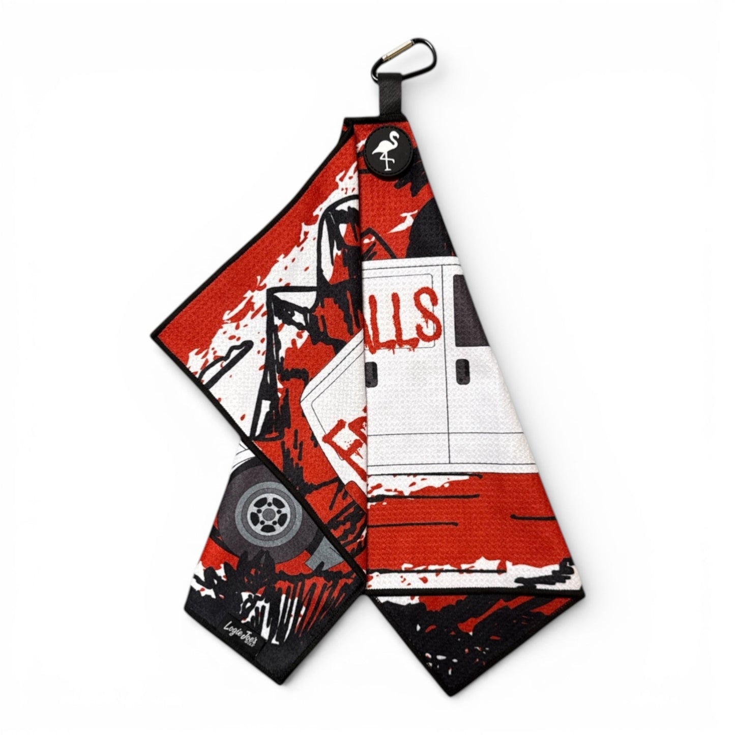 Free Golf Balls Van Golf Towel | Premium Double-Sided Microfiber | Heavy-Duty Magnetic Towel with Carabiner Clip | 24 x 16 in