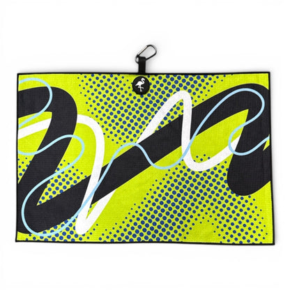 Neon Current Golf Towel | Premium Double-Sided Microfiber | Heavy-Duty Magnetic Towel with Carabiner Clip | 24 x 16 in