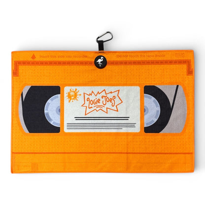 Nostalgic 90s VHS Golf Towel | Premium Double-Sided Microfiber | Heavy-Duty Magnetic Towel with Carabiner Clip | 24 x 16 in