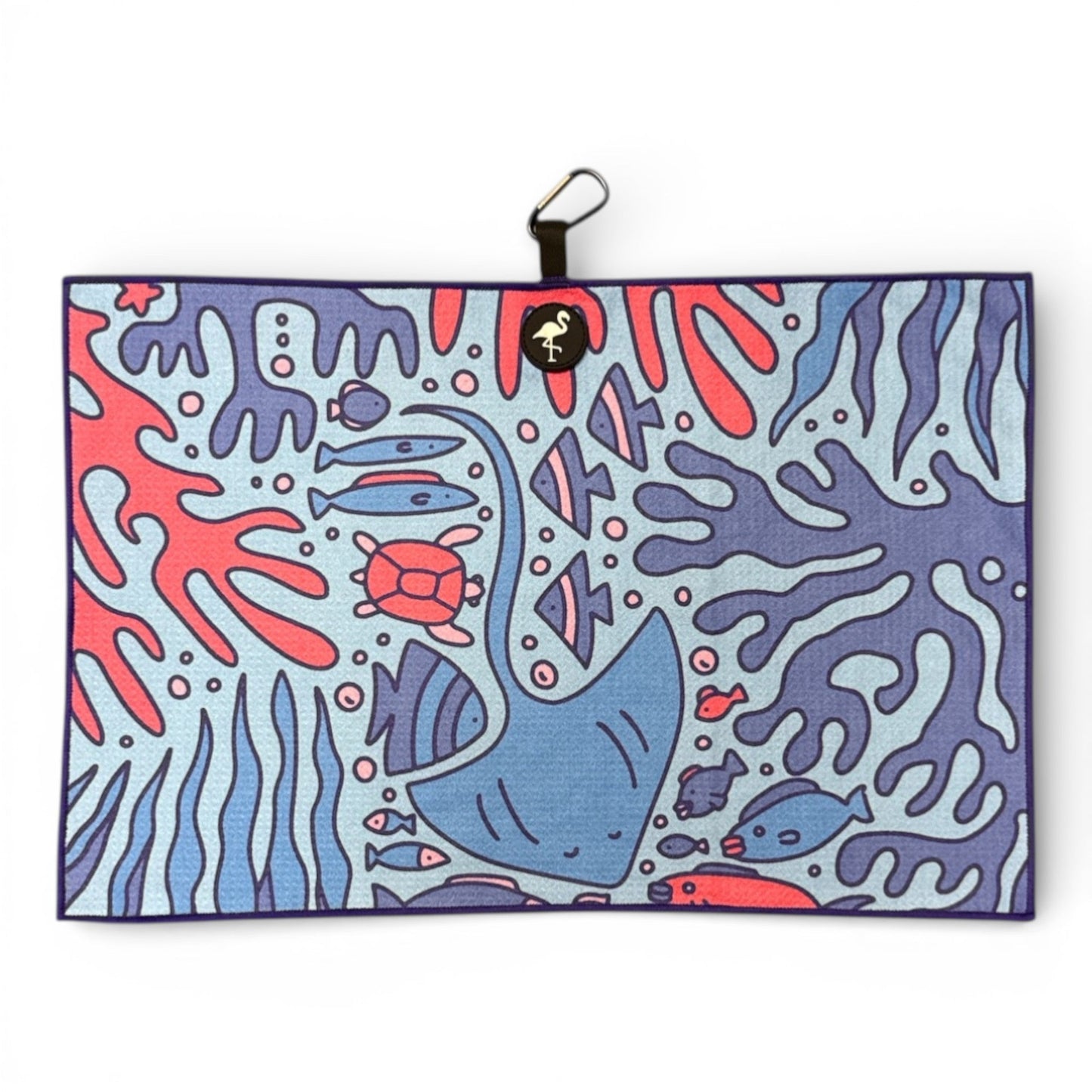 Coral Reef Golf Towel | Premium Double-Sided Microfiber | Heavy-Duty Magnetic Towel with Carabiner Clip | 24 x 16 in