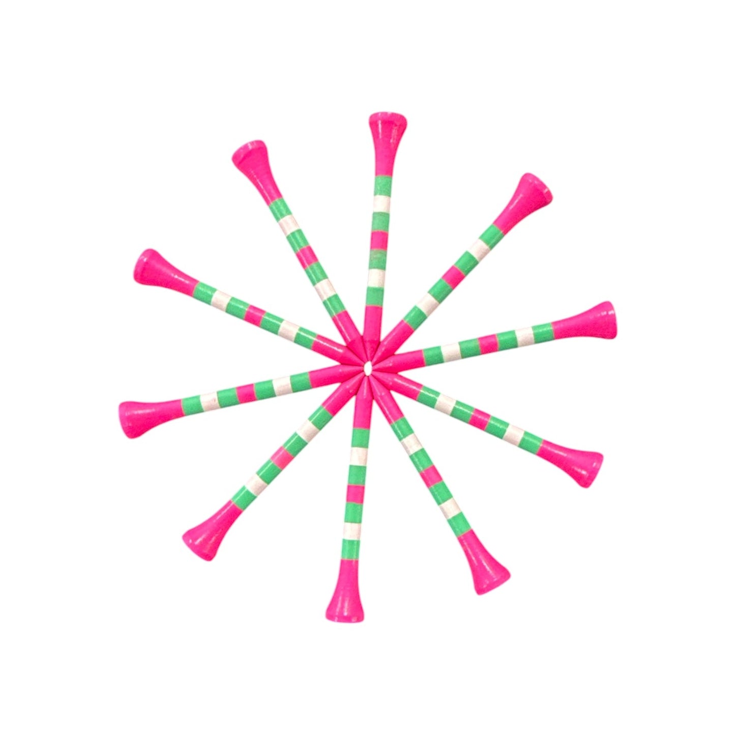 Pink Green Stripe Premium Wooden Golf Tees | 2 3/4” Standard Size | 45 Pack Set | Durable Painted Wood Tees | Unique Designs