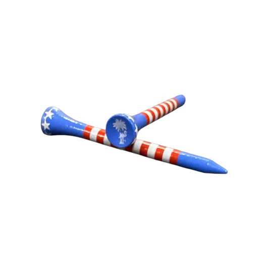USA Stripe Premium Wooden Golf Tees | 2 3/4” Standard Size | 45 Pack Set | Durable Painted Wood Tees | Unique Designs