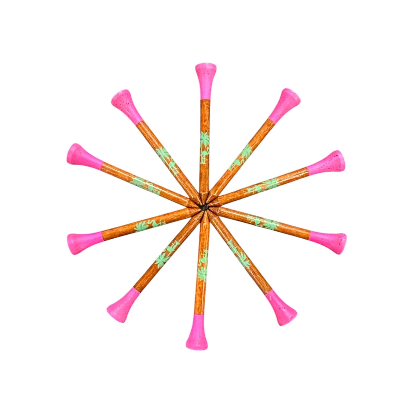 Tropical Pink Premium Wooden Golf Tees | 2 3/4” Standard Size | 45 Pack Set | Durable Painted Wood Tees | Unique Designs
