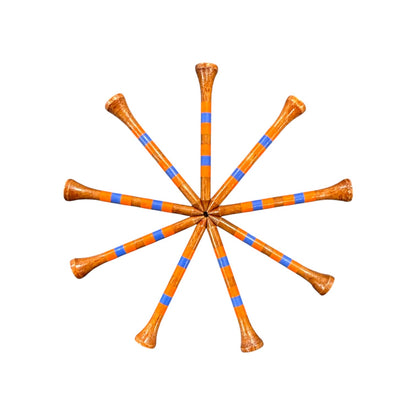Orange Blue Stripe Premium Wooden Golf Tees | 2 3/4” Standard Size | 45 Pack Set | Durable Painted Wood Tees | Unique Designs