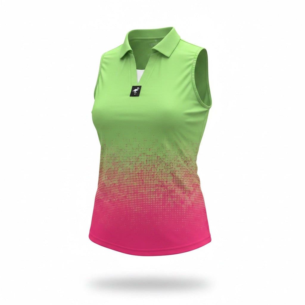 Women's Watermelon Sunset Golf Polo | Performance Stretch Golf Shirt | Moisture-Wicking Athletic Polo