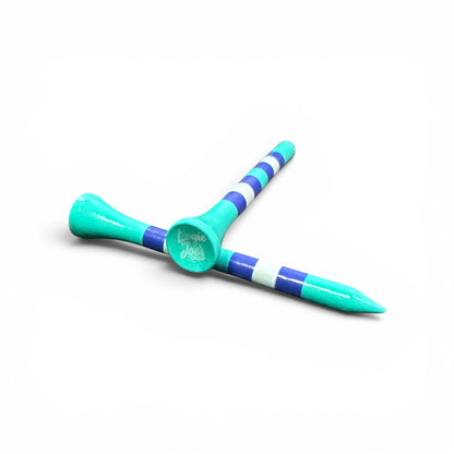 Blue Stripe Premium Wooden Golf Tees | 2 3/4” Standard Size | 45 Pack Set | Durable Painted Wood Tees | Unique Designs