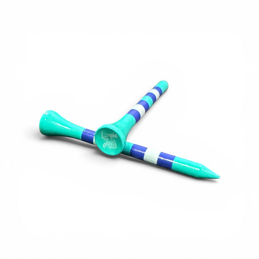 Blue Stripe Premium Wooden Golf Tees | 2 3/4” Standard Size | 45 Pack Set | Durable Painted Wood Tees | Unique Designs