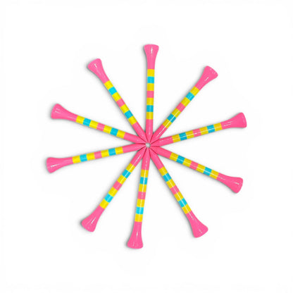 Pink Green Blue Stripe Premium Wooden Golf Tees | 2 3/4” Standard Size | 45 Pack Set | Durable Painted Wood Tees | Unique Designs