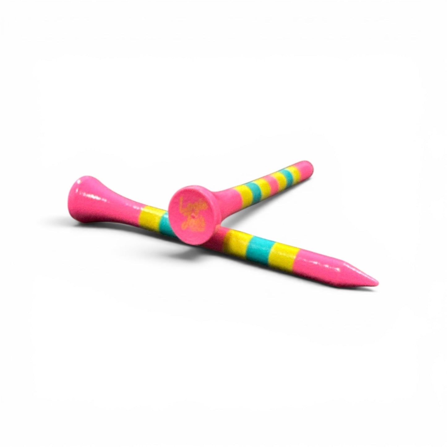 Pink Green Blue Stripe Premium Wooden Golf Tees | 2 3/4” Standard Size | 45 Pack Set | Durable Painted Wood Tees | Unique Designs