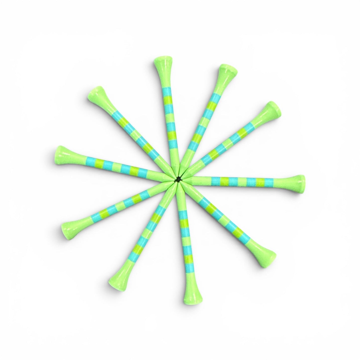 Green Blue Stripe Premium Wooden Golf Tees | 2 3/4” Standard Size | 45 Pack Set | Durable Painted Wood Tees | Unique Designs