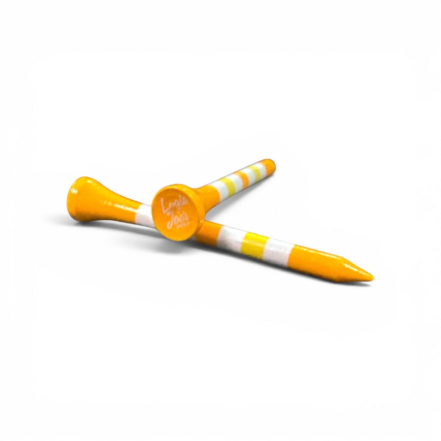 Orange Yellow Stripe Premium Wooden Golf Tees | 2 3/4” Standard Size | 45 Pack Set | Durable Painted Wood Tees | Unique Designs