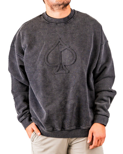 Embossed Spade Crewneck - Washed Charcoal