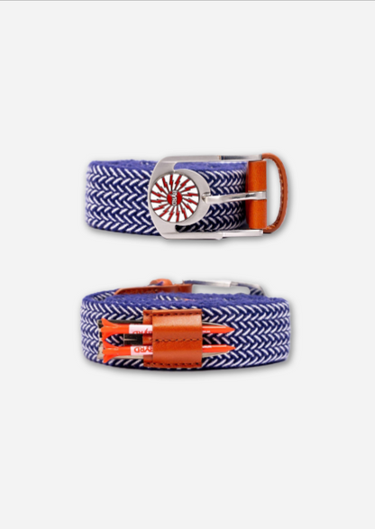 THE BRAIDED BYRD GOLF BELT - Blue/White