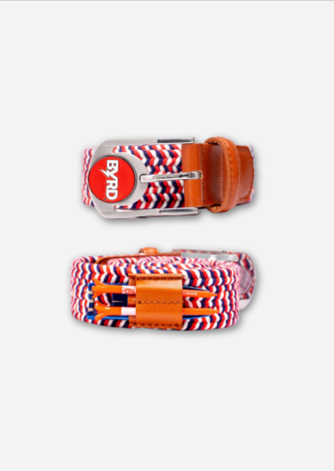 THE BRAIDED BYRD GOLF BELT - Red/White/Blue