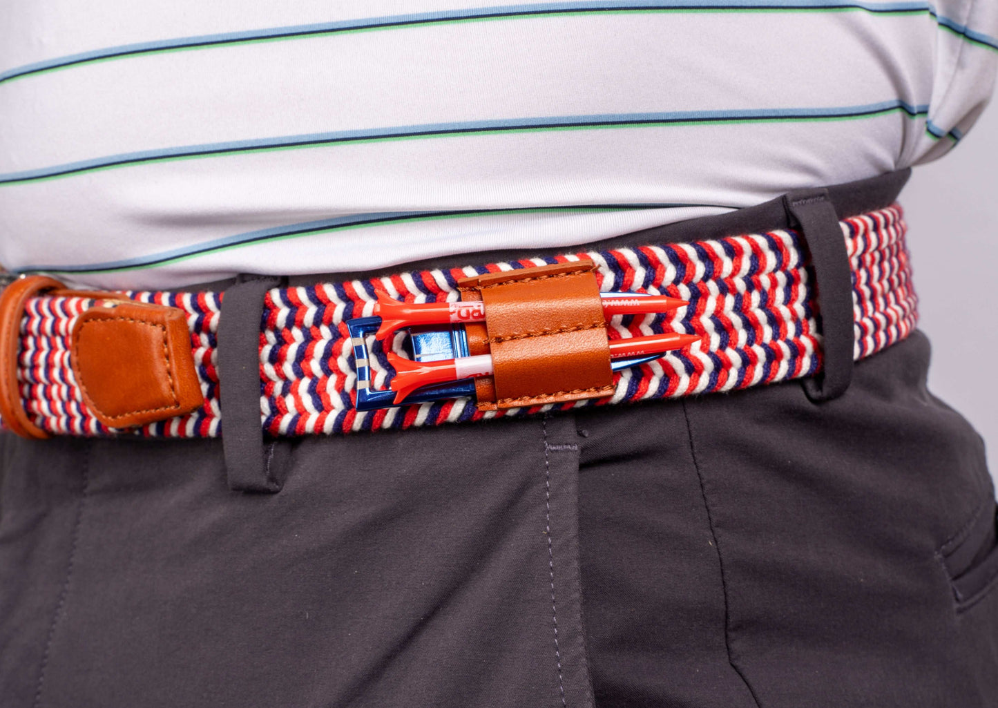 THE BRAIDED BYRD GOLF BELT - Red/White/Blue