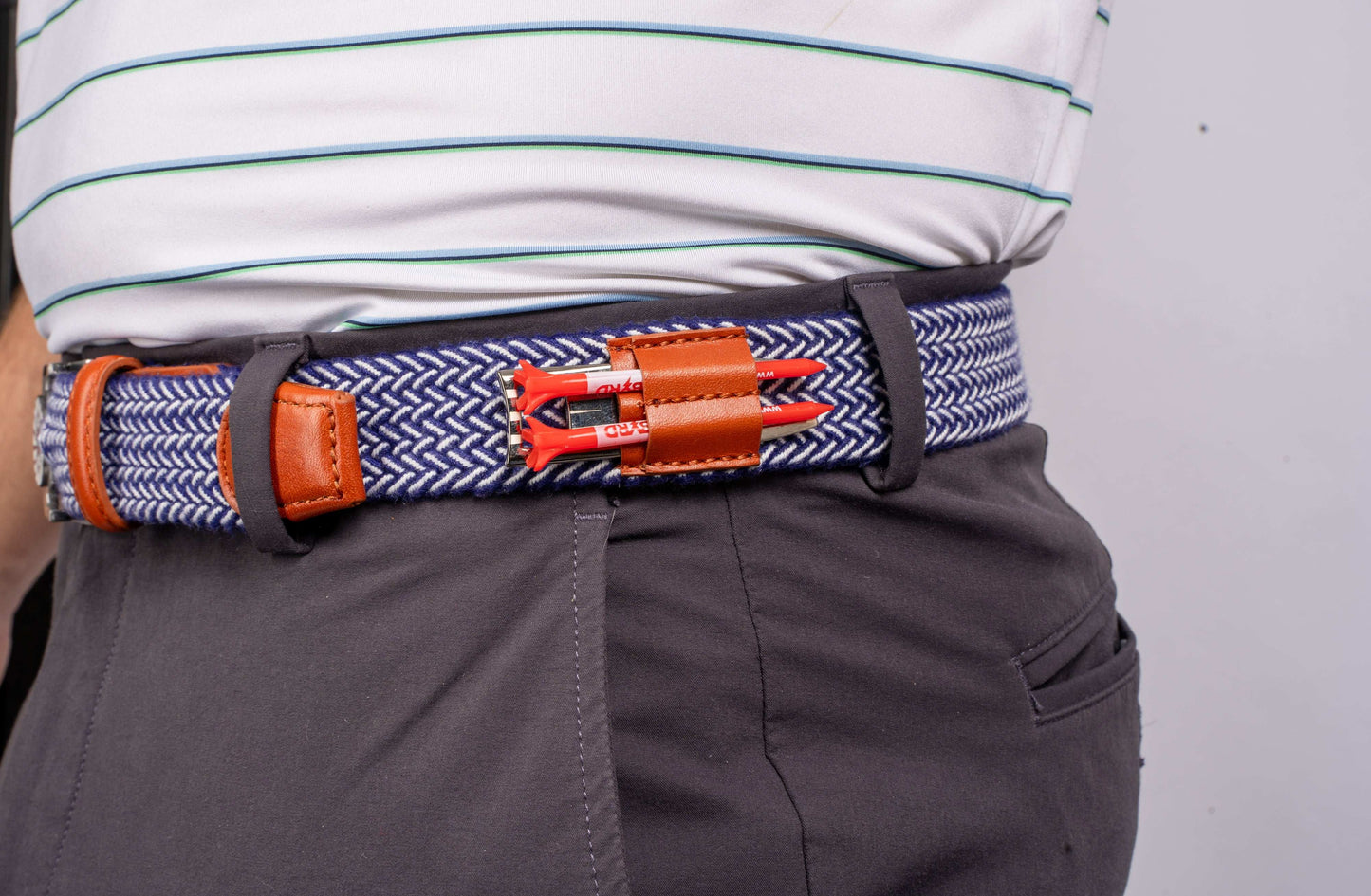 THE BRAIDED BYRD GOLF BELT - Blue/White