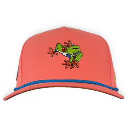 Tree Frog Golf Hat | Snapback Cap | Built-in Magnetic Ball Marker Holder + Marker Included | Adjustable | Red Eyed