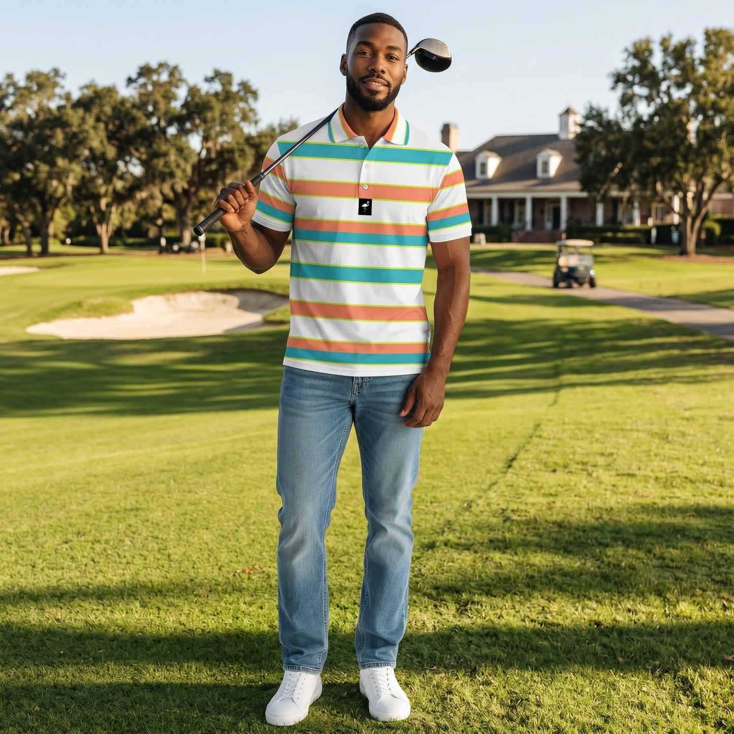Men's Beach Boardwalk Golf Polo | Performance Stretch Golf Shirt | Moisture-Wicking Athletic Polo