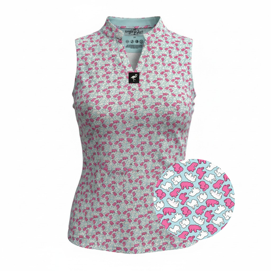 Women's Frosted Animal Cookies Sleeveless Golf Polo | Moisture-Wicking Performance Golf Top