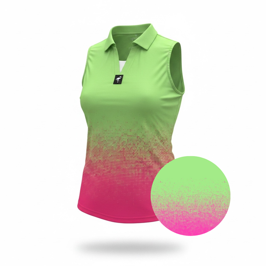Women's Watermelon Sunset Golf Polo | Performance Stretch Golf Shirt | Moisture-Wicking Athletic Polo